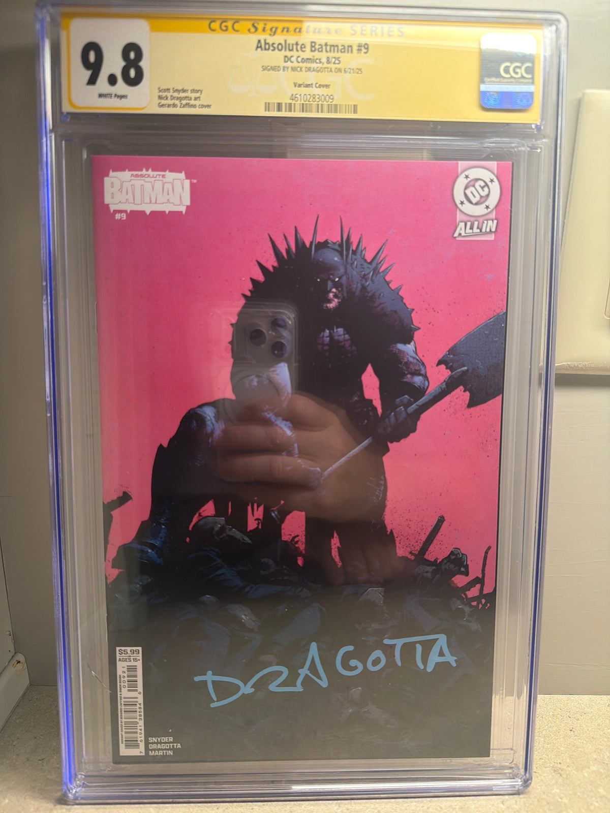 Absolute Batman #9 - Variant Cover B- CGC 9.8 signed Nick Dragotta