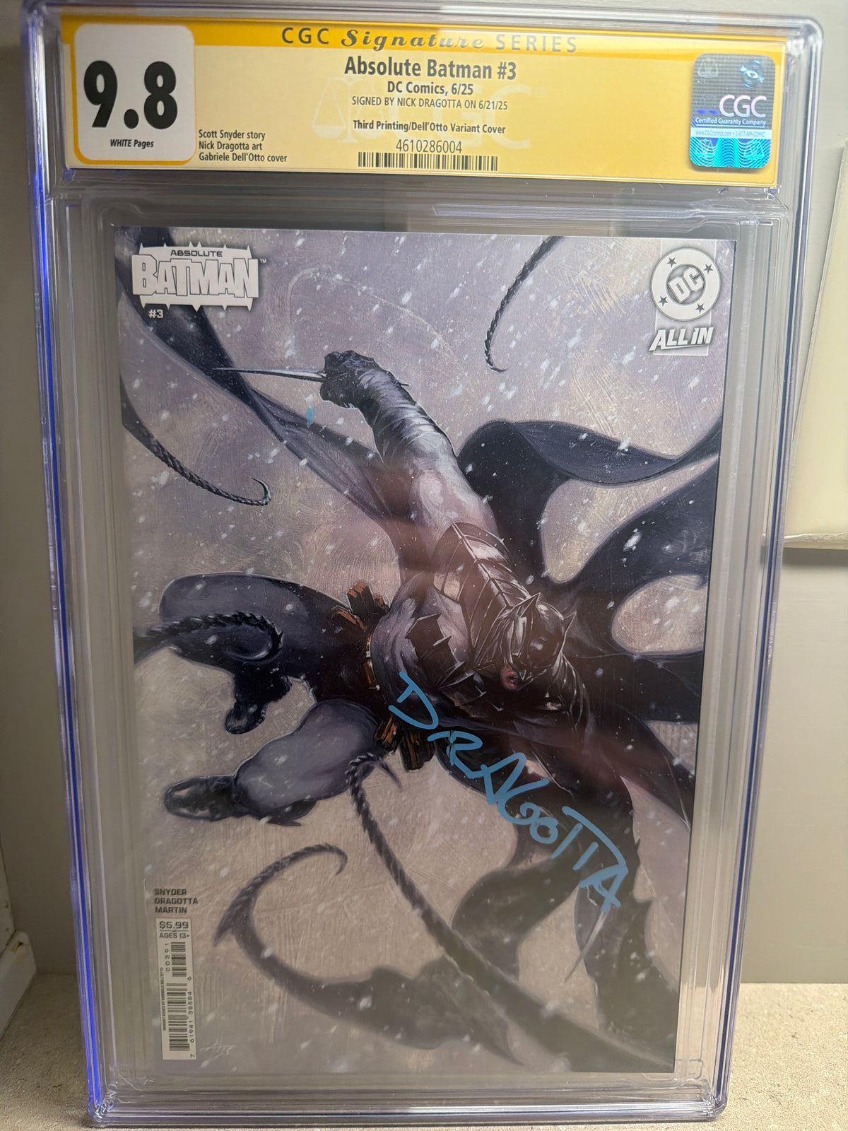 Absolute Batman #3 - 3rd Printing Variant - CGC 9.8 signed Nick Dragotta